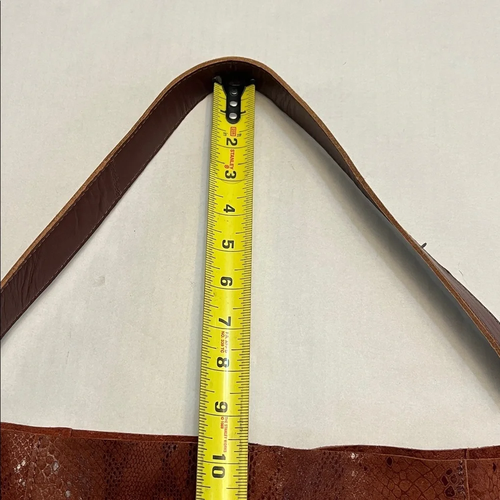 ASSOTS LONDON BROWN SNAKE FOIL PATTERN LEATHER HOBO TOTE BAG NEW